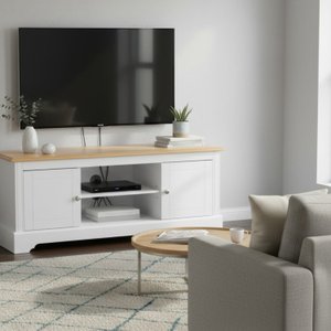 Rack para Tv 50 Polegadas Tampo de Madeira Maciça Louise