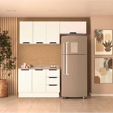 Cozinha Compacta 250057 3 Peças Meena com Rodapé Branco Politorno Móveis