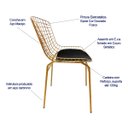 Ver imagem 2 de Cadeira para Cozinha Bertoia cor Dourado Fosco assento preto tubular 4 Peças Poltronas do Sul