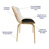 Cadeira para Cozinha Bertoia cor Dourado Fosco assento preto tubular 4 Peças Poltronas do Sul - 2
