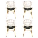 Ver imagem 1 de Cadeira para Cozinha Bertoia cor Dourado Fosco assento preto tubular 4 Peças Poltronas do Sul