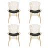Cadeira para Cozinha Bertoia cor Dourado Fosco assento preto tubular 4 Peças Poltronas do Sul - 1