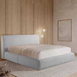 Cama com Cabeceira Pagani King Base no Chão Bouclê Cinza G92 - Gran Belo - 1