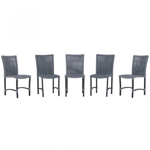 5 Cadeiras Corda Náutica Cannes em Alumínio com Pintura Eletrostática para Cozinha Jantar Edícula