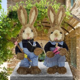 Casal De Coelhos De Páscoa Decoração Enfeite Coelhinhos - 5