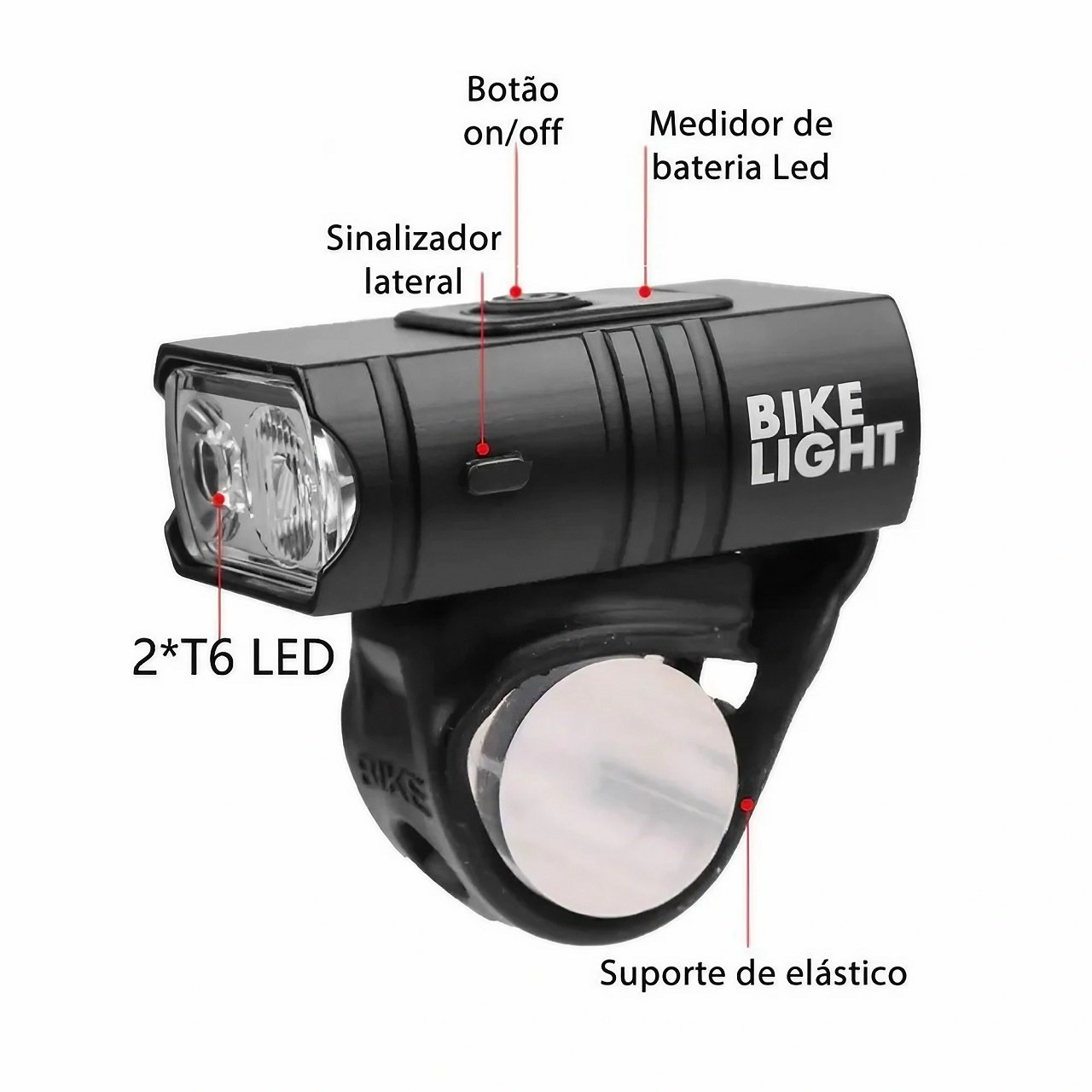 Lanterna Bike Recarregável Usb 800 Lm BikeLight Display De Energia Prova D Água