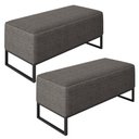 Ver imagem 1 de Kit 02 Puffs Decorativo Para Sala de Estar Cléo W01 Base Ferro 90 cm Linho Cinza Escuro - Lyam