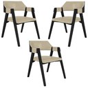 Ver imagem 1 de Kit 3 Cadeiras Sala de Jantar e Jogos Carteados Madeira Maciça Poker Pu Bege/preto G42 - Gran Belo