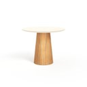 Ver imagem 1 de Mesa de Jantar Redonda 100cm Scandi 4 Lugares Lamina Natural de Madeira Off White Vidro
