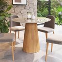 Ver imagem 2 de Mesa de Jantar Redonda 100cm Scandi 4 Lugares Lamina Natural de Madeira Off White Vidro