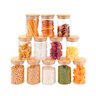 Kit com 12 Potes Herméticos de Vidro 250ml com Tampa de Bambu - 1