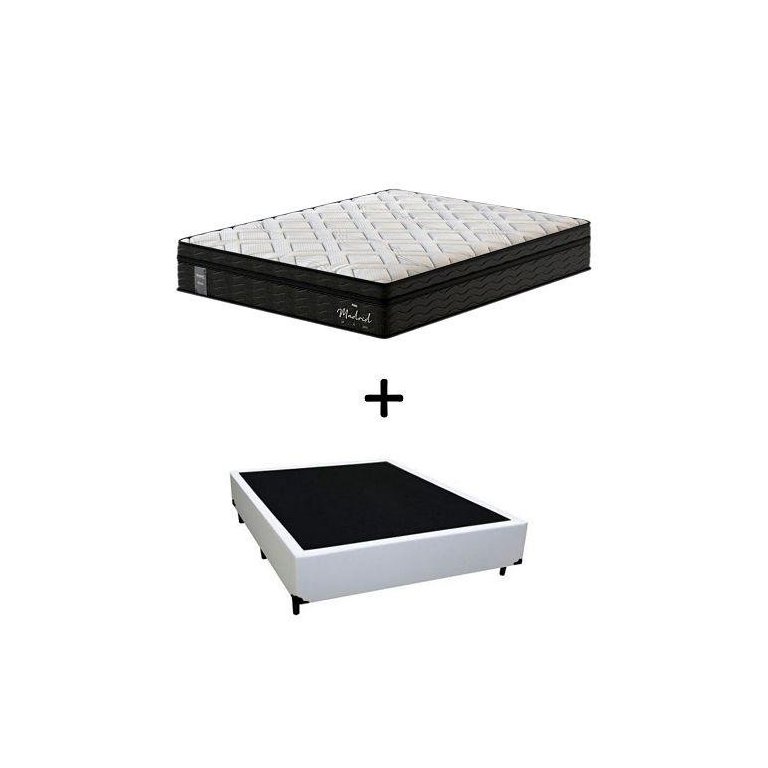 Cama Box Casal + Colchão de Molas Ensacadas Probel Madrid Pillow Euro Casal