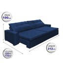 Ver imagem 5 de Sofá Retrátil e Reclinavel Oklahoma 3,12m com Molas e Pillow no Assento Tecido Suede Azul