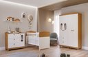 Ver imagem 1 de Kit Quarto do Bebê Berço Conforto com Comoda e Roupeiro Fofura Design Moderno Cor Branco/nature