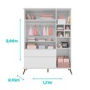 Ver imagem 3 de Conjunto Roupeiro e Cômoda Sapateira Infantil Retrô Melinda 100% MDF Quarto de Bebê Branco Phoenix