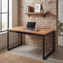 Ver imagem 1 de Mesa Escrivaninha Office Tampo Grosso Industrial 1,20m Nogal/preto Mesa para Escritório Estil