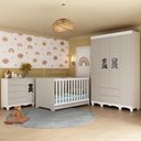 Ver imagem 2 de Quarto de Bebê Completo C/berço Americano 3 em 1 Colchão Ternura Multimóveis Mp4663 Branco/off