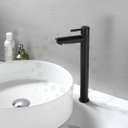 Ver imagem 2 de Torneira de Mesa para Banheiro Bica Alta Redonda Preto Fosco