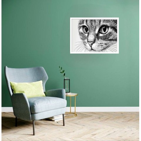 Quadro Decorativo Gato Rascunho - 50x70cm:moldura Branca