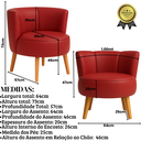 Ver imagem 2 de Poltrona Decor para Apartamento Sala Pequena Tecido Corano Base em Madeira Estrutura Reforçada