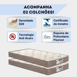 Beliche Adulto ou Infantil com 02 Colchões D20 Inclusos Proteção Superior Total Super Resistente - 2