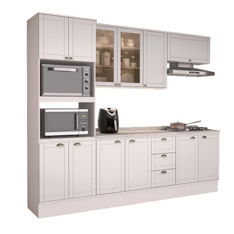 Cozinha Completa Milla Plus 12 Portas 3 Gavetas MDF 270cm Branco