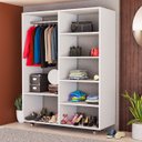 Ver imagem 1 de Closet Aberto Modular Branco com Cabideiro Prateleiras e Nichos Organizadores para Quarto