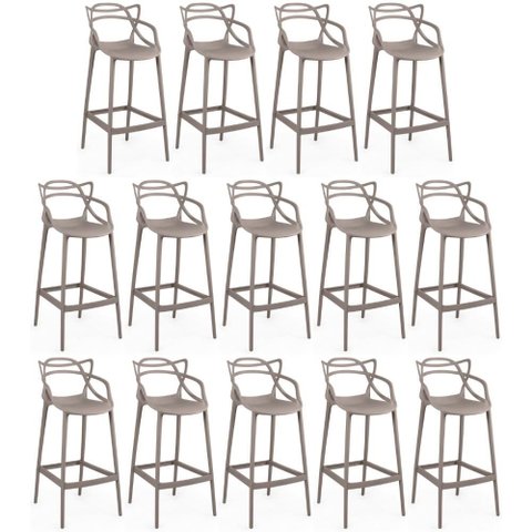 Kit 14 Banquetas Allegra com Encosto Design Cozinha/bancada - Fendi
