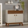 Balcão Buffet 90cm 2 Portas 1 Gaveta Ripada Paula L06 Freijó/Off White - Mpozenato - 2