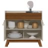 Balcão Buffet 90cm 2 Portas 1 Gaveta Ripada Paula L06 Freijó/Off White - Mpozenato - 3