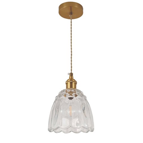 Pendente Dourado Vidro Transparente 14cm 1E27 PARIS LUZ