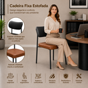 Ver imagem 5 de Kit 2 Cadeiras Estofadas Escritório Recepção Fixa Sala Jantar Cozinha Escrivaninha Preto Conhaque