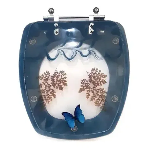 Tampa De Vaso Decorada Borboleta Thema Azul Para Bacia Incepa