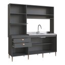 Ver imagem 3 de Cozinha Compacta 185cm com 6 Portas e 2 Gavetas Diva Cinza Grafite/Pátina