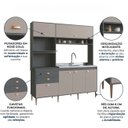 Ver imagem 5 de Cozinha Compacta 185cm com 6 Portas e 2 Gavetas Diva Cinza Grafite/Pátina