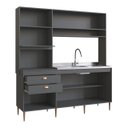 Ver imagem 4 de Cozinha Compacta 185cm com 6 Portas e 2 Gavetas Diva Cinza Grafite/Pátina