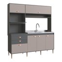 Ver imagem 2 de Cozinha Compacta 185cm com 6 Portas e 2 Gavetas Diva Cinza Grafite/Pátina