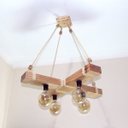 Ver imagem 4 de Luminária Lustre Pendente Rústico Retro Madeira 65x65cm