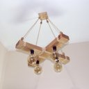 Ver imagem 3 de Luminária Lustre Pendente Rústico Retro Madeira 65x65cm