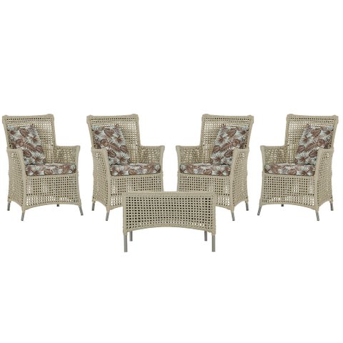 4 Poltronas e 1 Mesa Igapó em Alumínio Pintura Fendi Corda Náutica Estofado 6