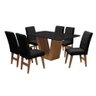 Conjunto Mesa de Jantar Safira com 06 Cadeiras Agata 160cm Cedro/Preto/Preto - Doce Sonho Móveis MJ/ - 1