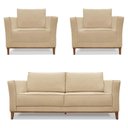 Ver imagem 1 de Kit 2 Poltronas e Sofá Living 2 Lugares 1,90m Vega Linho Cas