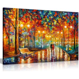 Quadro Decorativo Tela em Lona Casal na Praça 100x60cm para Sala Quarto