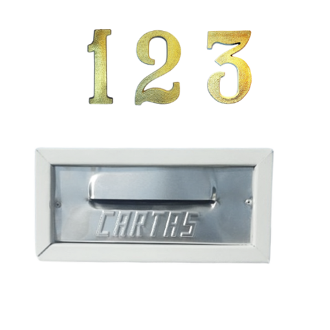 Caixa Correio Carta Embutir Muro Branca + Kit 3 Números