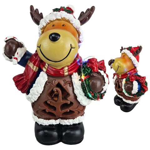 Rena Natal Fofa Natalina Som Musica Led Decoraçao Loja Casa Mesa Estante Recepçao Fim de Ano Comemor