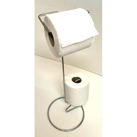 Porta Papel Higienico de Chão Suporte para 2 Rolos Cromado