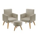 Ver imagem 1 de Kit 2 Poltronas Nina Rodapé e Puff Solar Courino Bege Aradecor