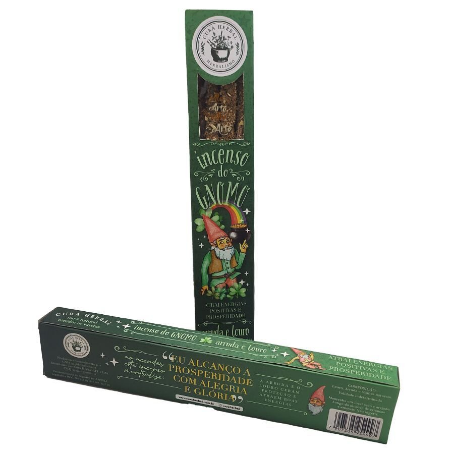 Incenso do Gnomo 100% Natural - Arruda e Louro, Atrai Energias Positivas e Prosperidade, da Cura Her