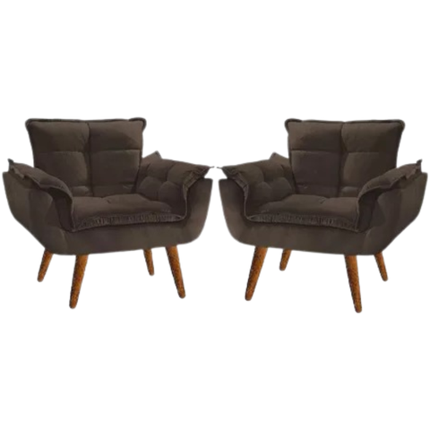 Kit 2 Poltronas Decorativa Recepção Clinica Opala Suede - Twdecora