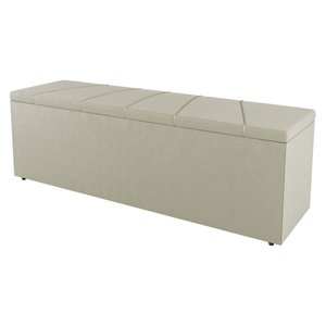 Calçadeira Baú Casal Berlyn 140cm Veludo Bege - Desk Design
